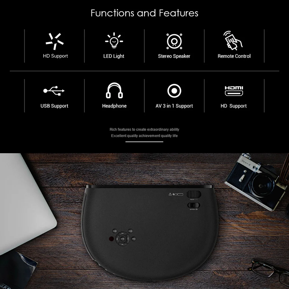 ЖК проектор Full HD LED 1080P поддерживает 50000 часов лампы жизнь с ТВ/2 * HD/2 USB/VGA/AV/порт для