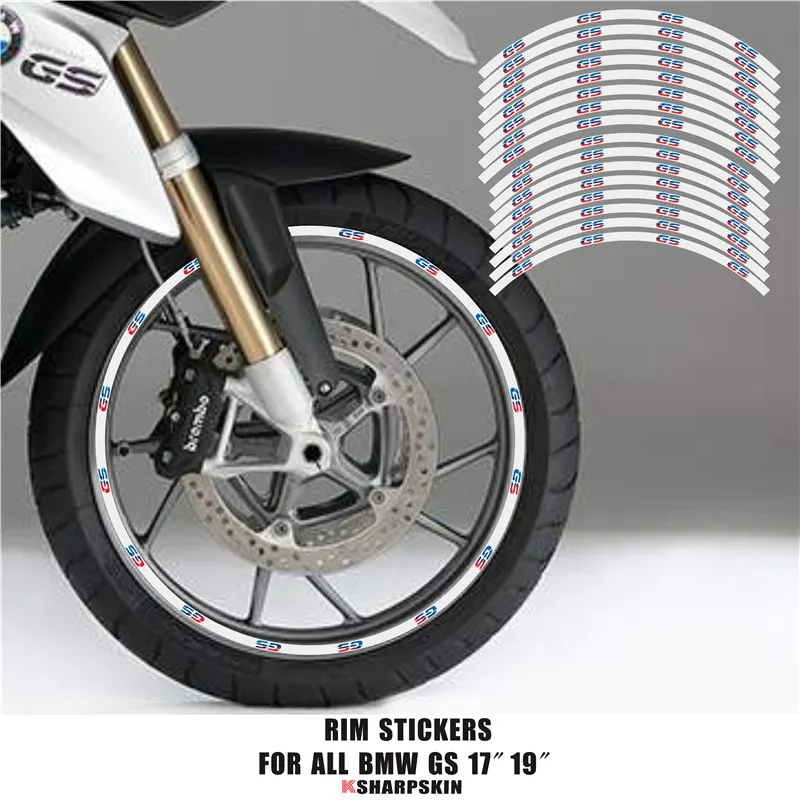 Motorcycle Reflective stickers Wheel decals Tire Rim 17 19 inch For BMW F800 GS F750 GS R1200 GS Adventure R1150 GS G310 GS logo motorcycle tire sticker wheel rim film border reflective waterproof decals for bmw f750 f850 f650 f700 f800gs g310 r1200 r1250gs
