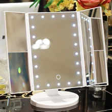 Maquillaje LED espejo 22 luz lupa 3 plegable encimera pantalla táctil de 10x lupa pequeño espejo de belleza