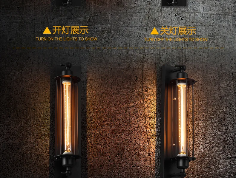 Американская винтажная классическая подсветка стен в коридоре лестницы Ретро длинная настенная лампа Черная Железная стеклянная прикроватная квадратная настенная лампа