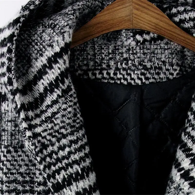 Women's Coat Parkas 2019 New Winter Loose Wool Jacket Plaid Hooded Woolen Coat Thick Padded Overcoat 2020 New Fashion