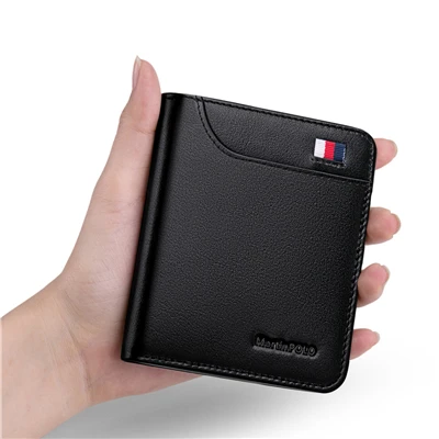 Модный ультратонкий короткий кошелек для мужчин и женщин, маленький однотонный кошелек, простой мини-держатель для карт, мужской кошелек, Повседневная сумка MP1001A - Цвет: BLACK-MP1001A