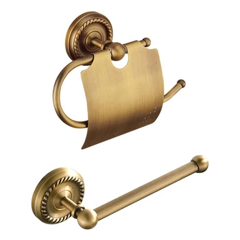 

1Pcs Brass Wall Mount Toilet Paper Bathroom Tissue Holder & 1Pcs Round Brushed Bronze Copper Hanging Paper Holder
