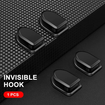 

1/2Pcs Car Vehicle Hook USB Cable Bag Holder Clip Fastener Key Storage Self Adhesive Wall Hook for Car Auto Interior Accessories