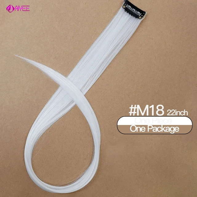 AIYEE Hair Extensions Pure RainBow Hairpiece Clip In Hair Piece Synthetic Long Straight Ombre Pink Red Rainbow Hair Piece 18