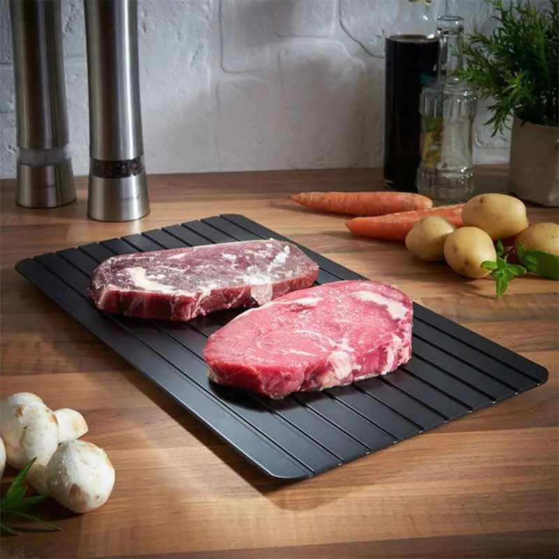 Fast Defrosting Tray Rapid Thaw Plate Magic Board For Frozen Foods Food-Safe Aluminum Quick Thaw Defrosting Tray For Kitchen