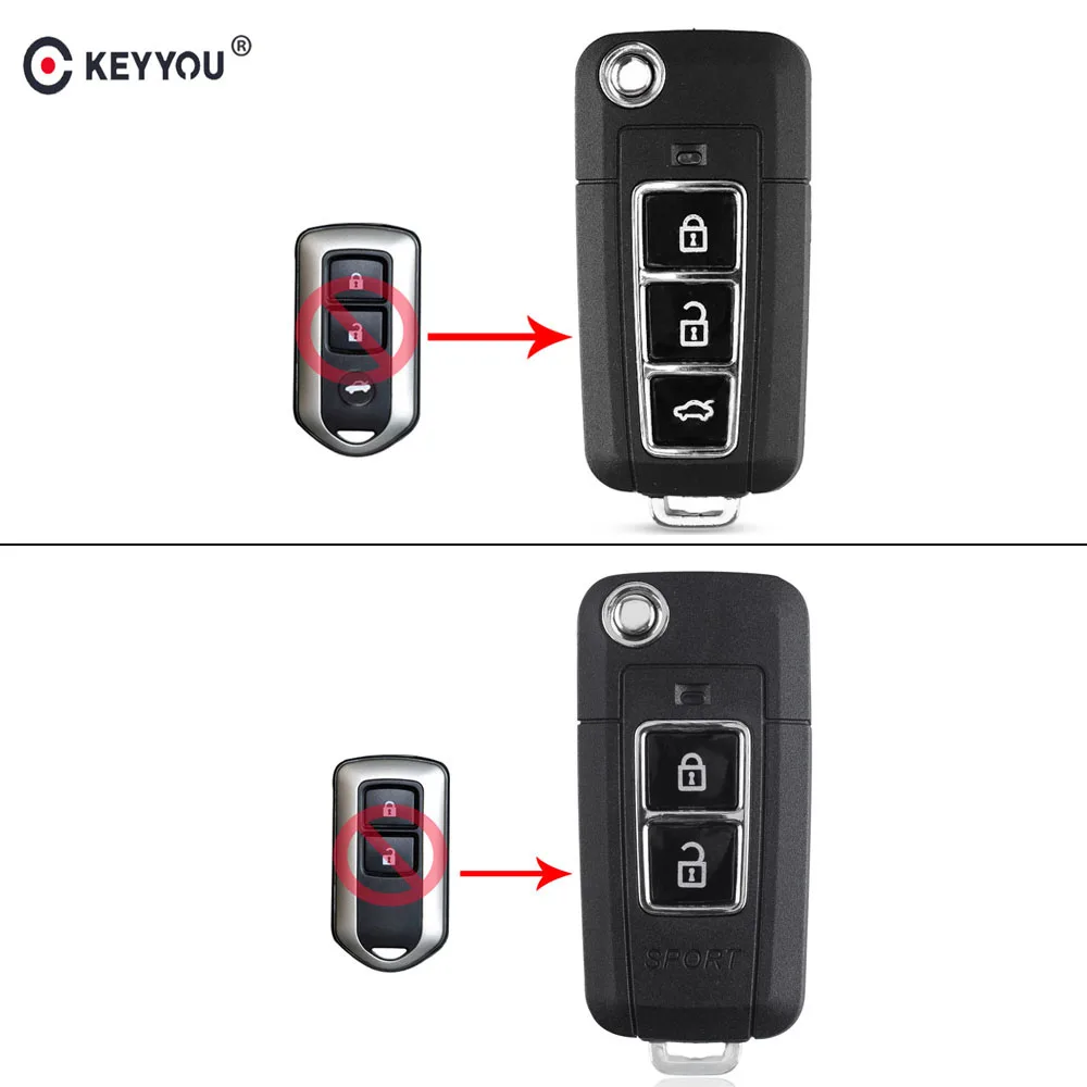 

KEYYOU 2/3 Buttons Updated Flip Folding Remote Key Case For Toyota Camry Prado Highlander Yaris Vios Key Shell with Toy43 Blade