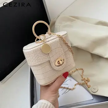 

CEZIRA Luxury Barrel Shape Handbags For Women PU Leather Box Bag Female Fashion Chain Shoulder Bags Mini Vegan Leather Crossbody