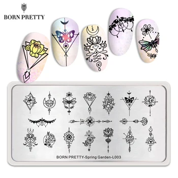 

BORN PRETTY Nail Stamping Plates Flower Leaf Spring Garden Series Rectangle Nail Art Image Print Template