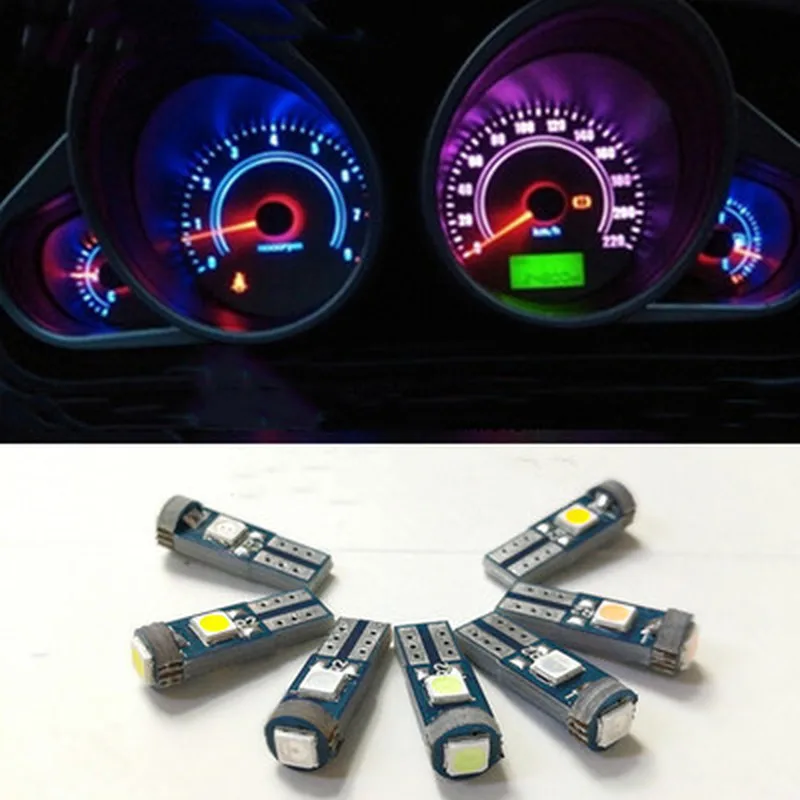 1/5 шт. T5 Светодиодная лампа W3W W1.2W Led Canbus автомобильные внутренние фары приборной