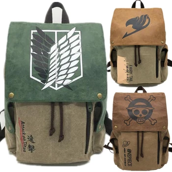

Anime Attack On Titan Naruto One Piece Canvas Backpack Bag School Zipper Bag Boys Book School Girls Kids Students Mochila