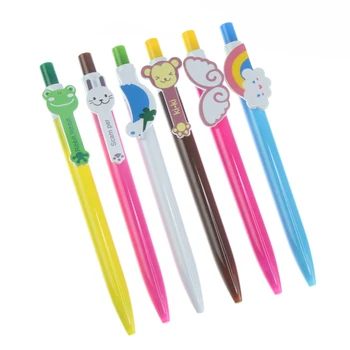 

6pcs/ Lot Endearing Cartoon Plastic Ballpoint Pens Korean Stationery Kawaii Cat Bird Ball Pen School Supplies Children Prizes