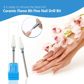 

Ceramic Flame Bit Medium White Nail Drill Bit 3/32'' for Nail Art Machine Cuspidal Grinding Stone Head for Dead Skin Nail