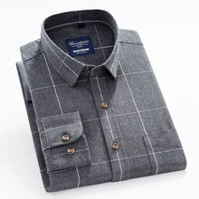 

Oxford Men's Shirt, Plaid Shirt S-4XL, Chest Pocket Design, Spring And Autumn Single Breaste Button Business Casual Formal Shirt