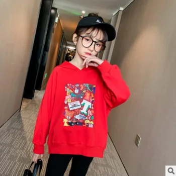 

Children's Hoody Girls T-shirt 2020 New Spring and Autumn Kids Long Sleeve Fashion Leisure Hoodies 5 Print Colors Size6-14 ly608