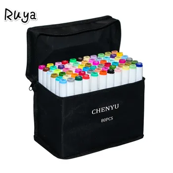 

30/40/60/80Pcs Color copic Markers Manga Drawing Markers Pen Alcohol Based Sketch Oily Twin Brush Art Supplies touchfive marker