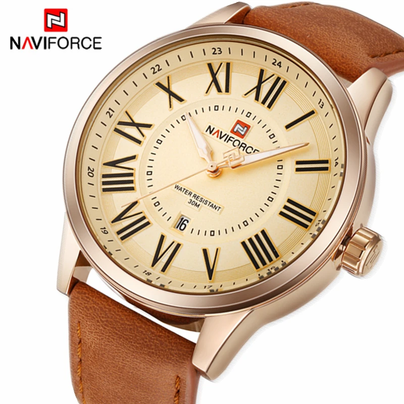 Часы наручные NAVIFORCE Мужские кварцевые брендовые деловые водонепроницаемые