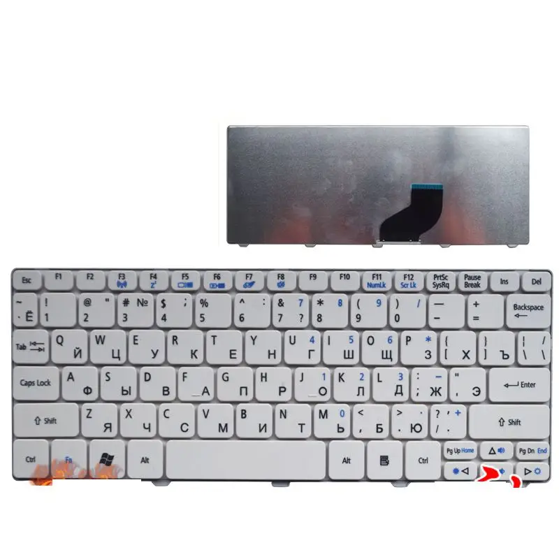 RU клавиатура для ноутбуков Acer Aspire One белая Русская Happy 2 E100 AOE100 P0VE6 POVE6 ZE6 ZE7 N55C |
