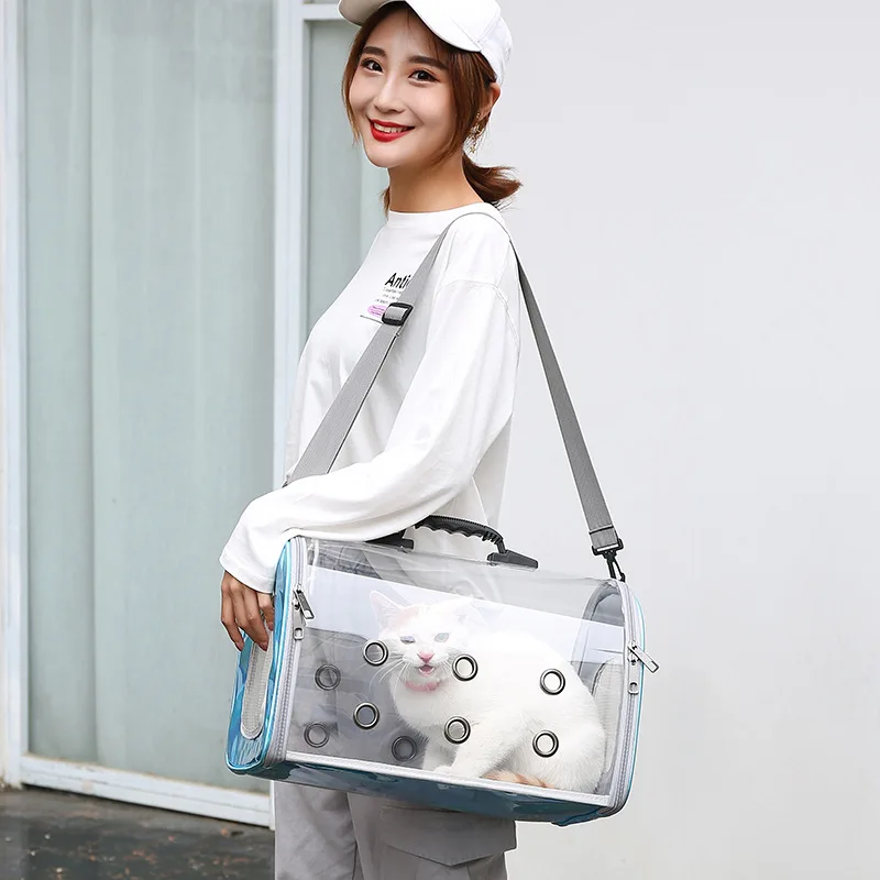 

Fully Transparent Space Pet Bag Cat Nursing Panoramic 3-hole Breathable Portable Chest Shoulder Pet Bag