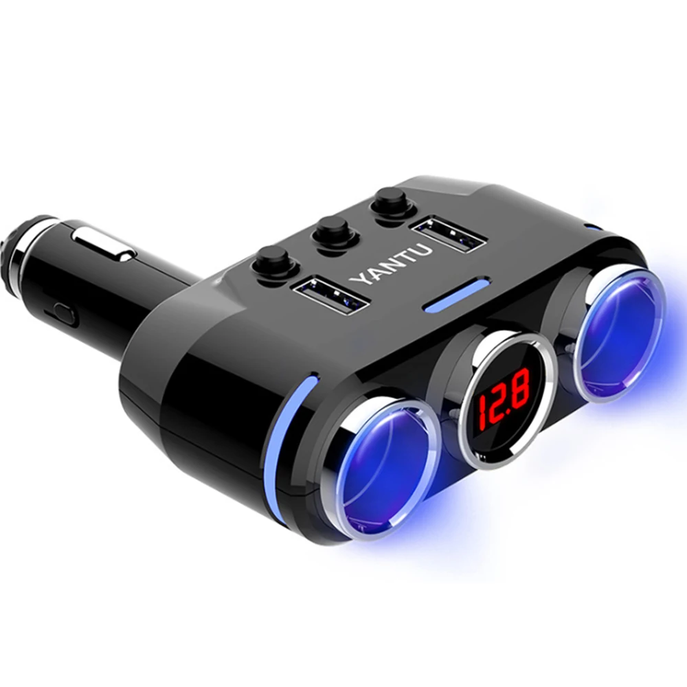 Двойное USB Автомобильное зарядное устройство с беспроводным напряжением QC3.0 Быстрая зарядка одна Буксировка три прикуривателя Автомобильный Разветвитель Питания B39