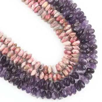 

Natural Stone Rhodonite Amethysts Beads Irregular Rhombus Loose Spacer Beads For Jewelry Making DIY Bracelet Accessories 6x11mm