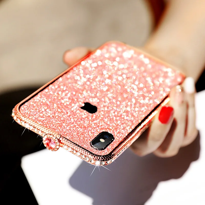 Chic Glitter Rhinestone Case for iPhone 11 Pro XS Max Xr Bling Powder Diamond Metal Aluminum Shiny 8 7 6S Plus |