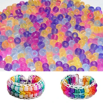 

1000pcs UV Beads Glows In The Dark Accessories Color Changing Plastic Jewelry DIY Fun Reactive Bracelets Making Craft Sensitive