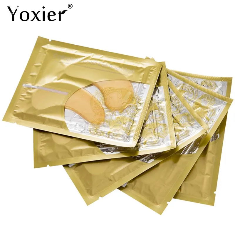 Eyemask Yoxier 24k Золотая кристальная коллагеновая маска для глаз темные круги против старения увлажняющий мешок для глаз Colageno гель для ухода за глазами 10 шт = 5 упаковок - Цвет: Eyemask