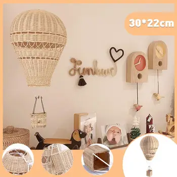 

Handmade Rattan Woven Hot Air Balloon Crafts Kids Room Decoration Nordic Style Children Bedroom Kindergarten Wall Hanging Decor