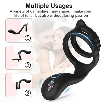 Vibrating Penis Massager Ring Dildo Vibrator Sex Toys for Men Male Masturbator Chastity Belt Cock Ring Vibrator for Men Sex Shop 3