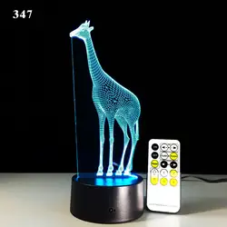 Жираф и Рождественский олень светодиодный 3d-ночник многоцветный RGB Декор для спальни Детский Рождественский подарок игрушечная лампа