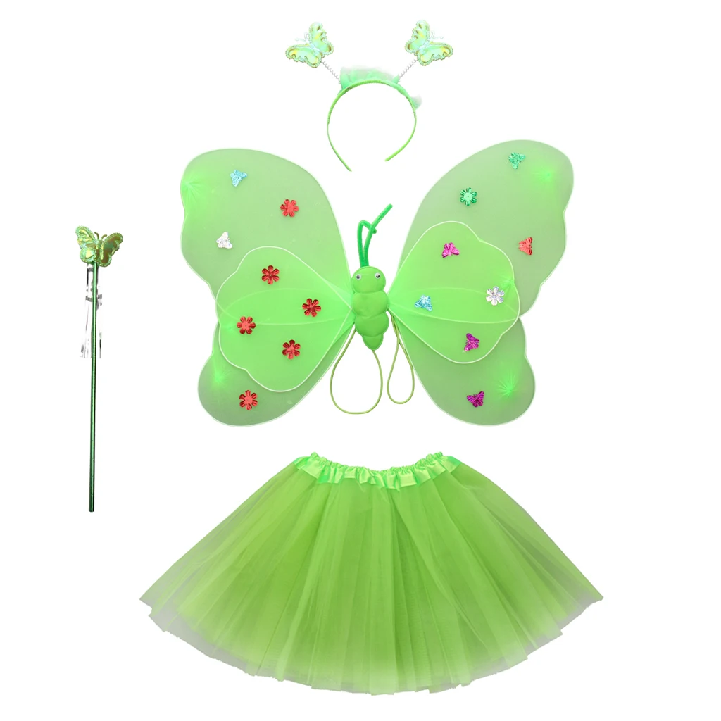 4 Pieces Glitter Fairy Princess Dress Up Set - Matching Set For Girls And Dolls
