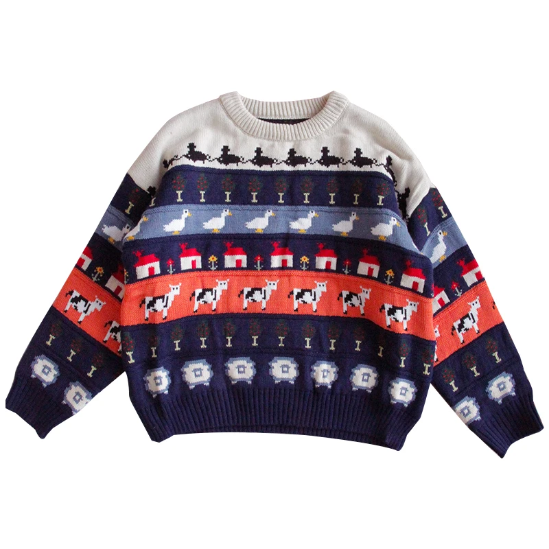 Goede Trui Tiener meisjes Dikker trui Winter Losse Slijtage Student Schattig College Stijl Vintage Zachte zus Lange Mouw Trui Tops