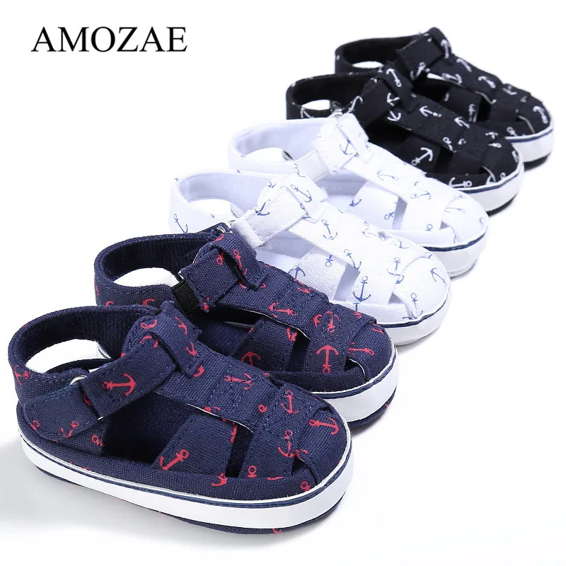 

2020 New Infant Toddler Print Anchor Baby Shoes Baby Boy Girl First Wanlker Soft Sole Shoes Prewalker 0-18 Months