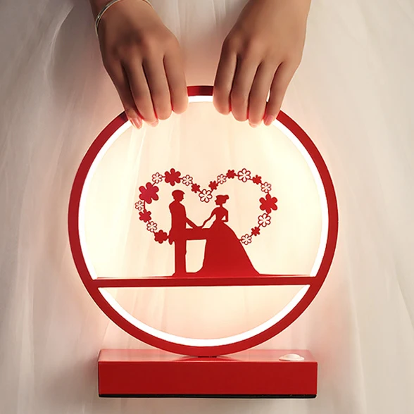 

Marry Desk Lamp Newly-married House Bedside Long Lightlight Bedroom Happy Dowry Gift Romantic Originality A Pair Red Tintometer