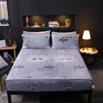 

1pcs Printed Fitted Sheet with High Elastic Bed Sheet Multiple Quilted Band Mattress Cover Queen Size Have No Free Pillowcase