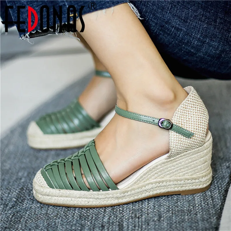 Sandals Pumps Wedged Dancing-Shoes FEDONAS High-Heels Metal Summer Womens Party Woman