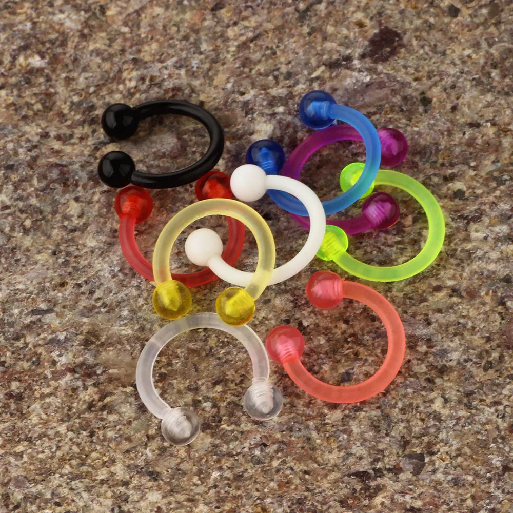 Nose Rings Piercing Jewelry Nose Studs Body Piercing Earrings Ear Piercing Jewelry Ear Studs Hoop Earrings Body Piercing Jewelry Body Jewelry JUNLOWPY Flexible 16 Gauge 5/16 inch Circular Barbell Nose Hoop Rings Earrings Piercing Lip Septum Stud 3mm Acrylic Ball 1/9pcs