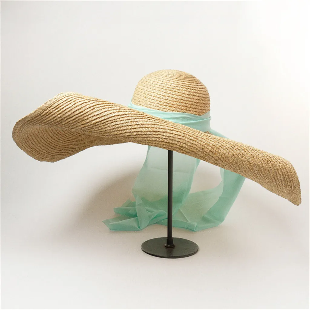 Женские пляжные женские шляпы от солнца Sunhat флоппи Мода Большой Анти-УФ Солнцезащитная шляпа складная Соломенная шляпка крышка Viceras Para Mujer