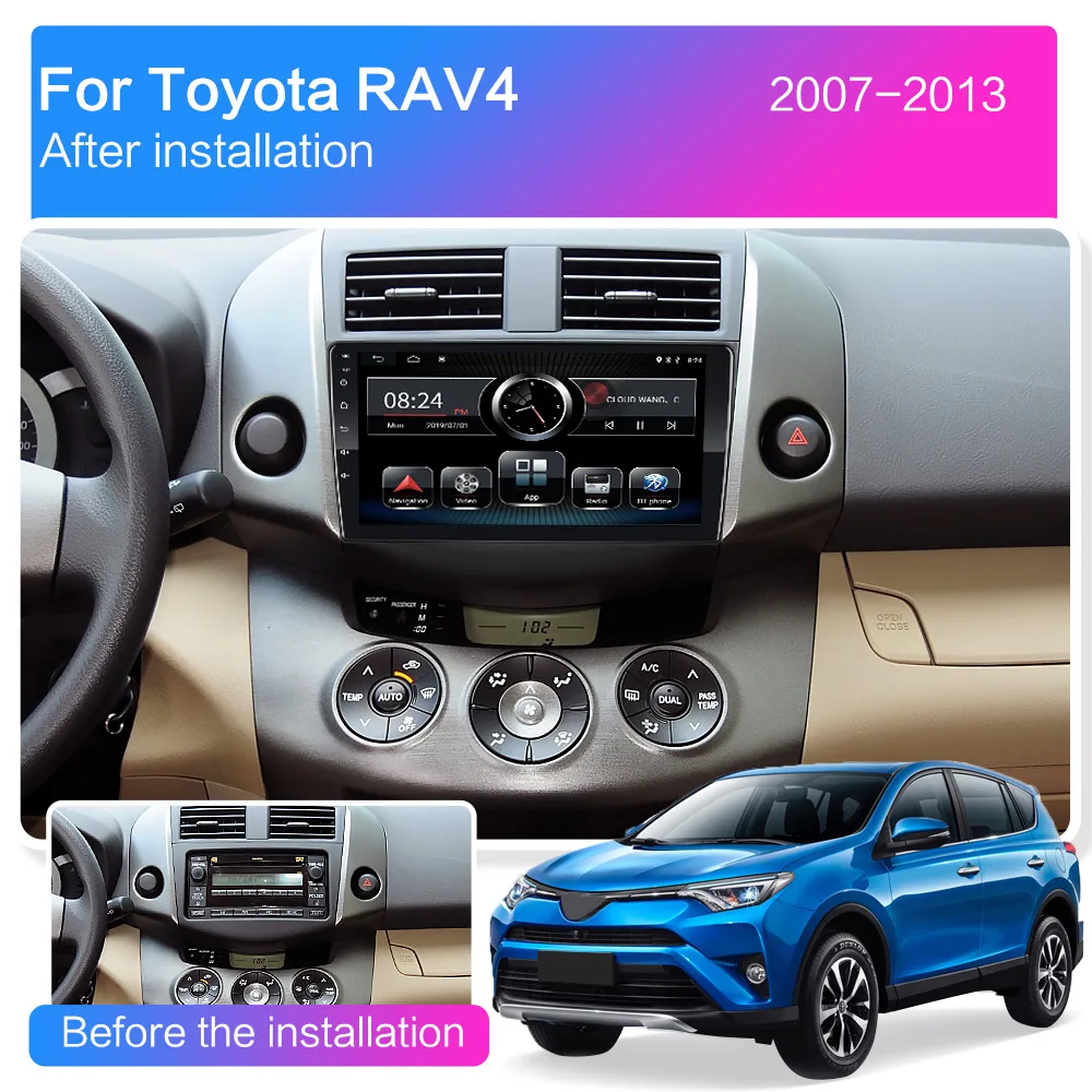 Android 9,0 автомобильный DVD мультимедийный плеер для Toyota RAV4 Rav 4 2007 2008 2009 2010 2011 автомагнитолы gps навигация 2 din 2G ram