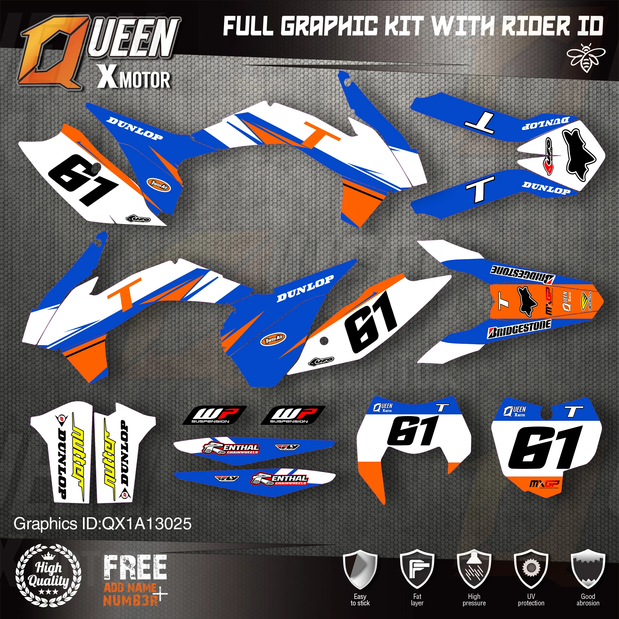 QUEEN X MOTOR Custom Team графические наклейки 3M Набор наклеек для KTM 2013 2014 2015 SX SXF 2016 EXC XC W