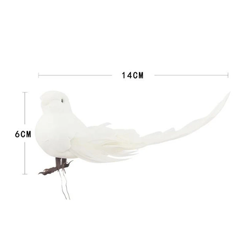 Ornament Crafts Miniature Ornament Feather Bird Figurines Miniature Figurines Decorative Fake Doves White Artificial Foam Feather Wedding Ornament Home Craft Table Decor