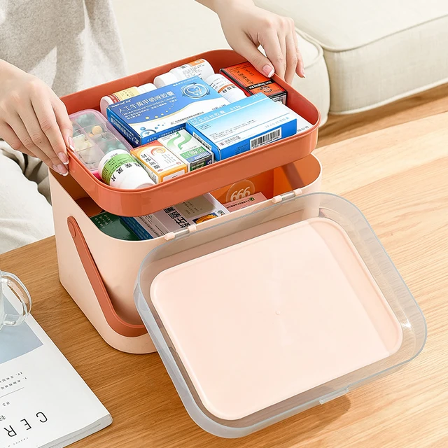 Portable Medicine Storage Box Multi Purpose Medicine Storage Container  Family Emergency Kit Box Home First Aid Kit Storage Case