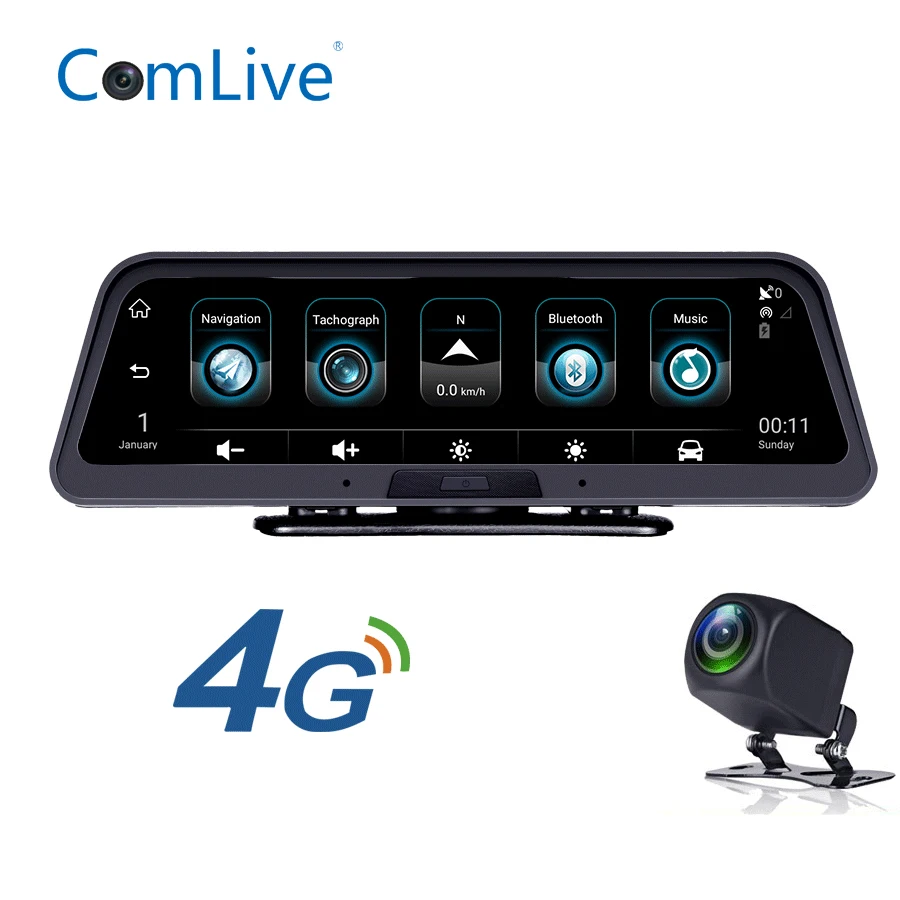 

Camlive E98 Car DVR Camera 4G ADAS 10" Android 5.1 GPS Navigator Registrar Video Dash Cam Recorder with two cameras mirror