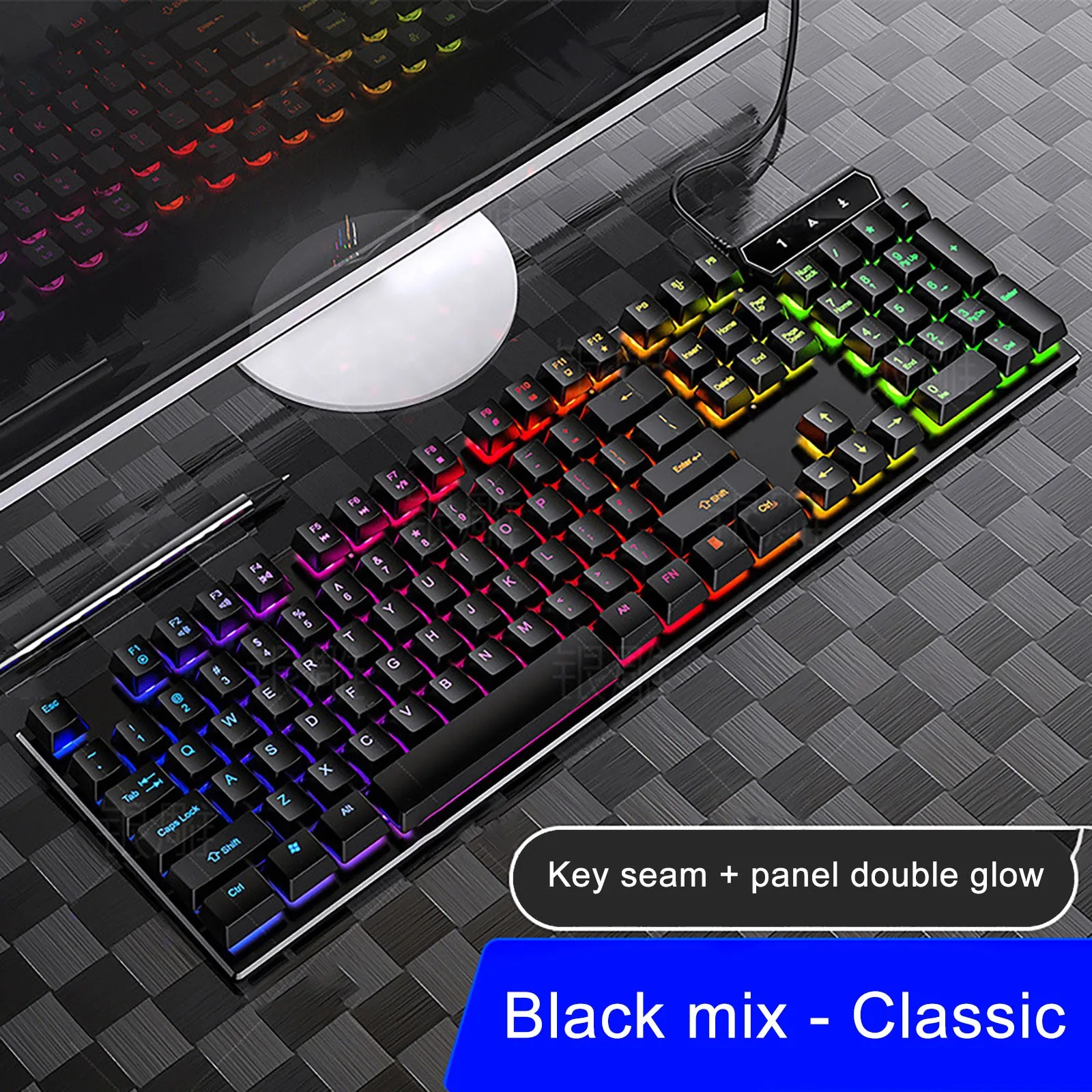 Gaming Mechanical Keyboard Blue Red Switch 87key RU/US Wired Keyboard Anti-ghosting RGB/ Mix Backlit LED USB For Gamer PC Laptop