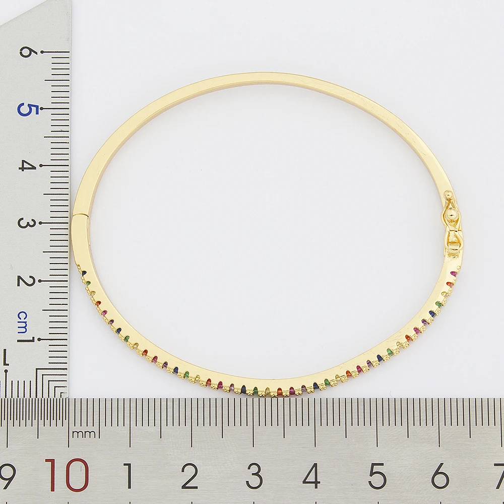 Zirconia Bangle Bracelet Copper Zirconia Rhinestone Cuff for Women Girls