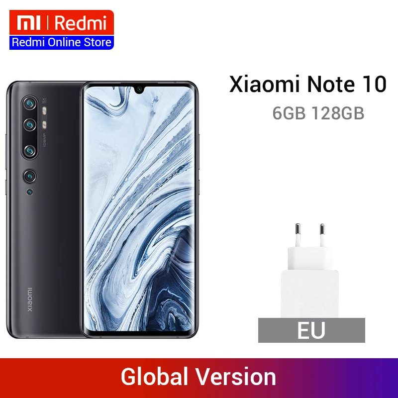 Глобальная версия Xiaomi Mi Note 10 6 ГБ 128 108 МП Penta камеры Snapdragon 730G восьмиядерный