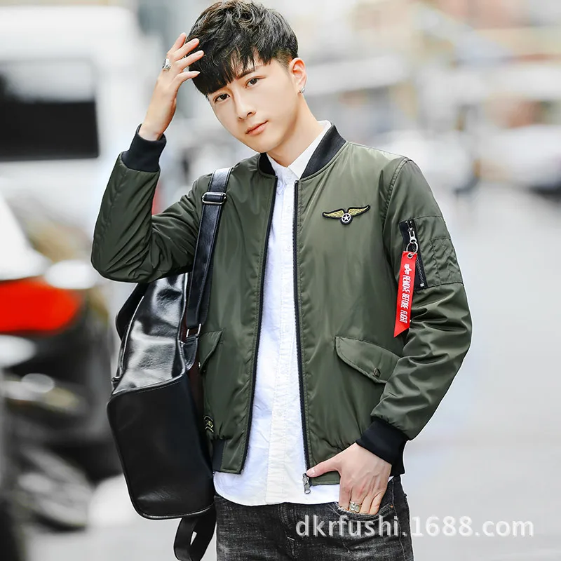 

Autumn And Winter New Style Men Slim Fit Stand Collar Jacket Trend of Fashion Flight Suit Simplicity Classic Double-sided Wear C