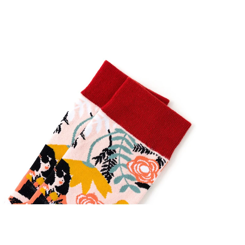 Художественные носки в стиле ретро для мужчин и женщин; креативные Носки с рисунком; носки с принтом; забавные гольфы для девочек; комплект из 5 пар/лот