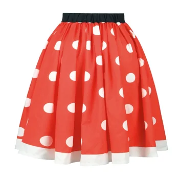

Summer Casual Skirts Women High Waist Pleated 3D Polka Dot Print Loose Retro Vintage Office Ladies Midi Skirt Jupe Femme